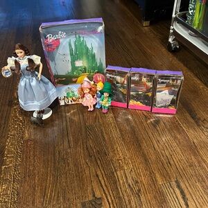 Barbie Wizard of Oz Collection with Blue and Pink Outfits. 3 Munchkins year 1999